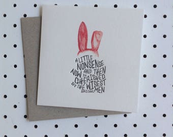 Letterpress Card - Rabbit Roald Dahl Quote