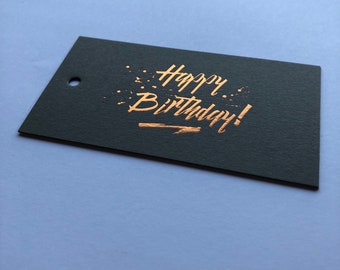 Happy Birthday Swing Tag - Copper Foil