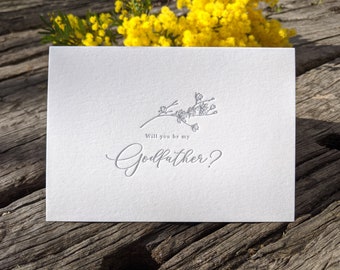 Letterpress card 'Will You Be My Godfather' Christening / Baptism