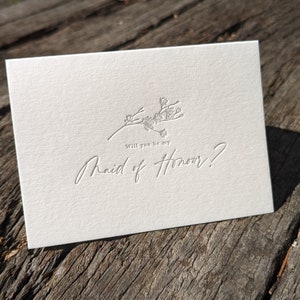 Letterpress Brautschmuck 'Willst du meine Trauzeugin sein?' Karte
