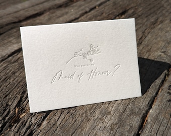 Letterpress bridal 'Will you be my Maid of Honour?' card