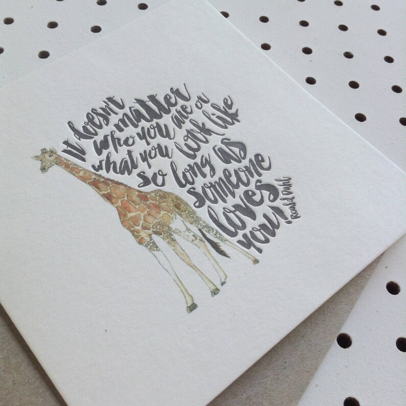 Letterpress Card Giraffe Roald Dahl Quote - Etsy