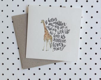 Letterpress Card - Giraffe Roald Dahl Quote