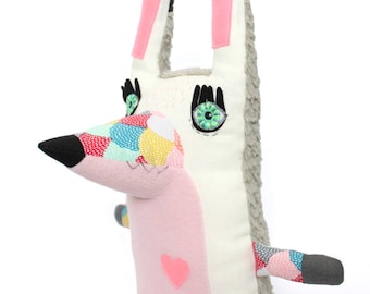 White rabbit handmade plush animal bunny stitched