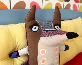 Victor the big bad wolf, plush woodland animal handmade softie