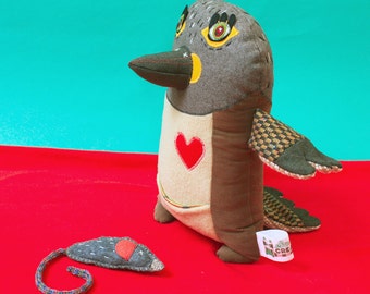 Piku the kestrel bird, handmade hawk / falcon including mouse