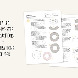 May include: Detailed step-by-step sewing instructions with illustrations for a hat. The instructions include diagrams showing how to sew the hat pieces together.