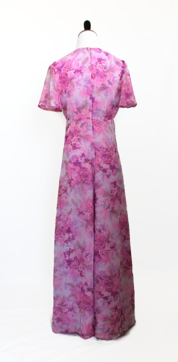 70s Dress / Pink Dress / Purple Dress / Floral Dr… - image 5