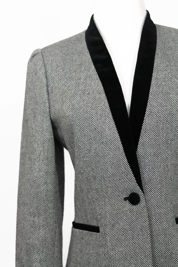 Vintage Jacket / 80s Jacket / Black Jacket / Evening Jacket / Gray Jacket View 3