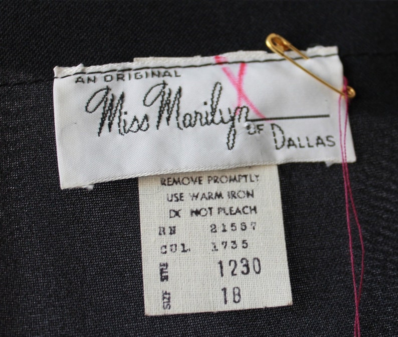 70s Miss Marilyn Black Vintage Dress