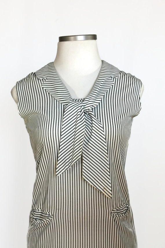 50s Dress / Striped Dress / Black Dress / White D… - image 2