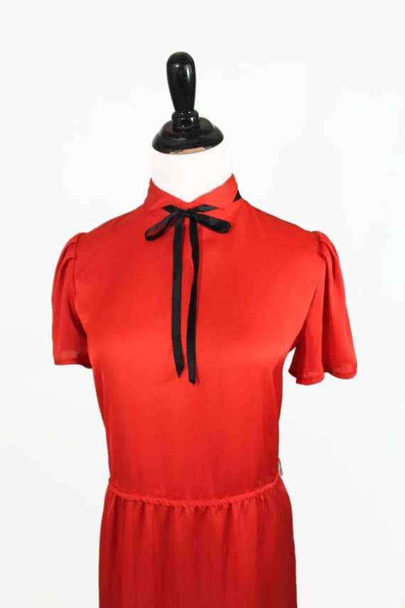70s Dress / Red Dress / Satin Dress / Large Dress… - image 2