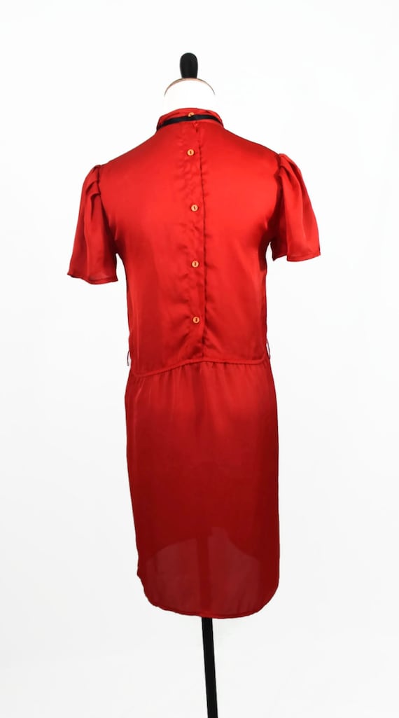 70s Dress / Red Dress / Satin Dress / Large Dress… - image 5