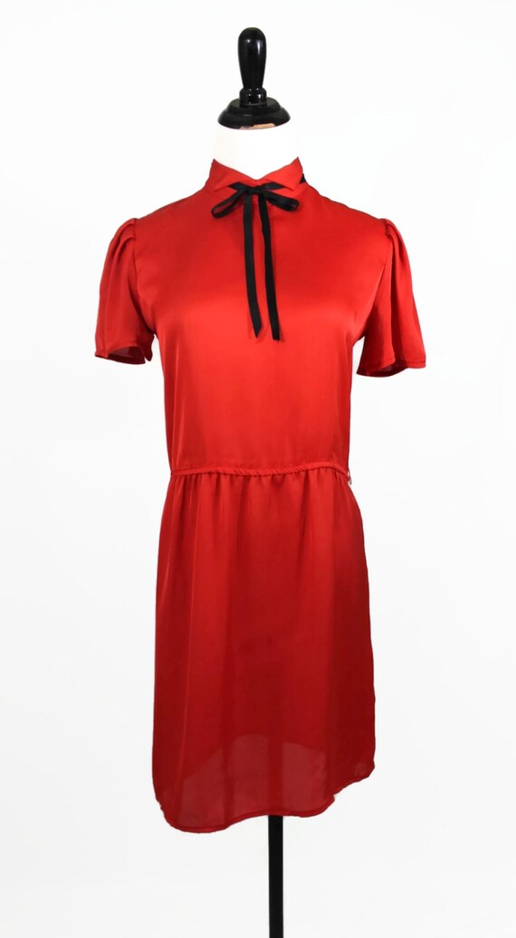 70s Dress / Red Dress / Satin Dress / Large Dress… - image 4