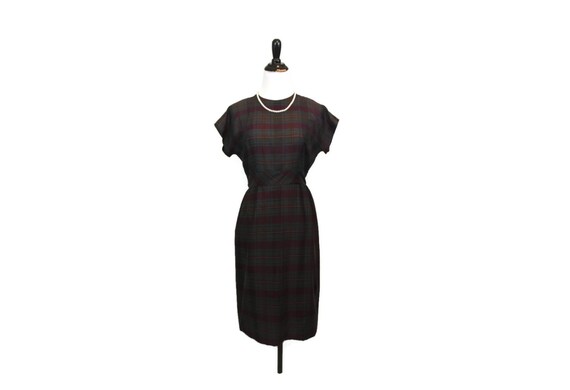 Vintage 50s Plaid Blue Purple Dress - image 2