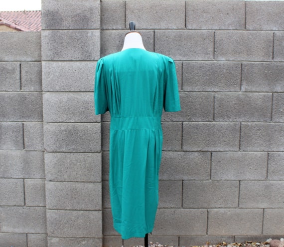1980s Vintage Teal Success Dress - image 5