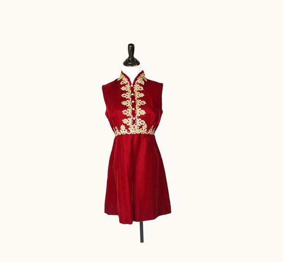 Vintage 50s Red Velvet Dress