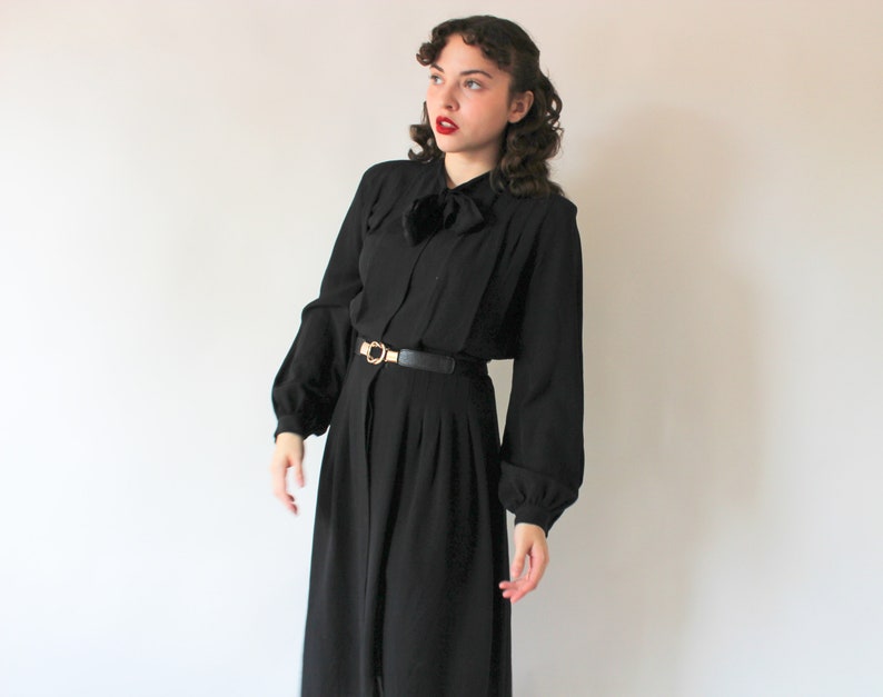 70s Miss Marilyn Black Vintage Dress
