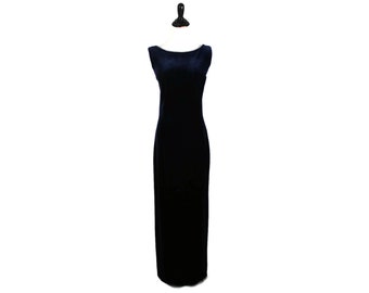 Navy Blue Dress / Velvet Dress / Long Dress / Evening Dress / Vintage Dresses