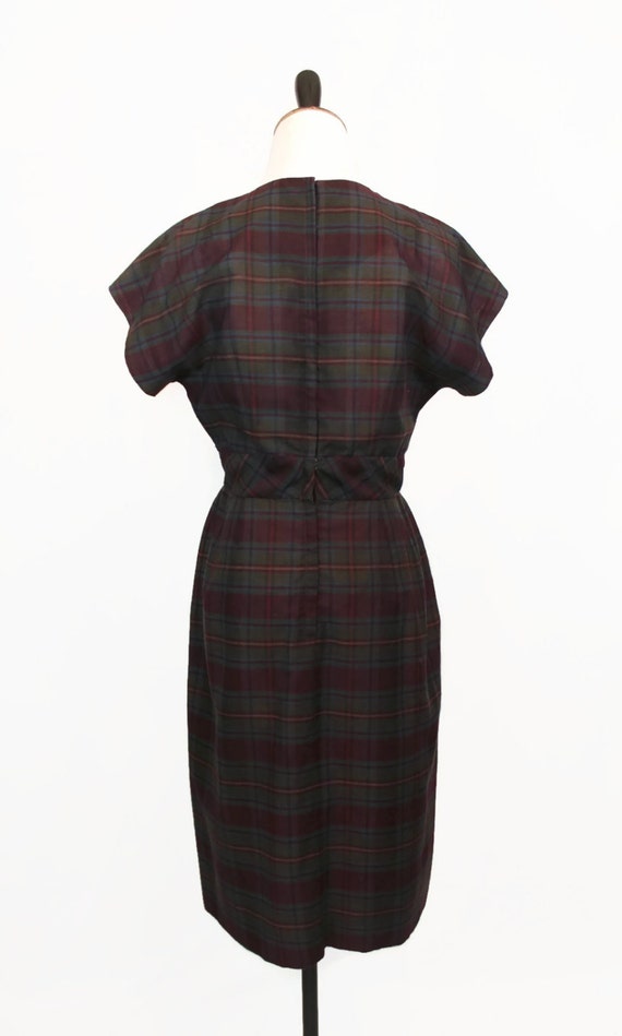 Vintage 50s Plaid Blue Purple Dress - image 5