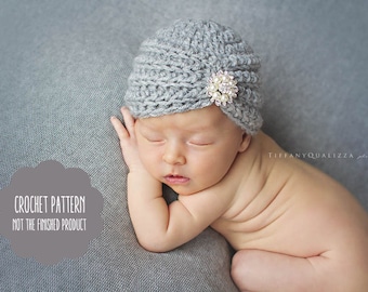 Crochet Pattern - Newborn turban hat, newborn baby girl hat, turban hat