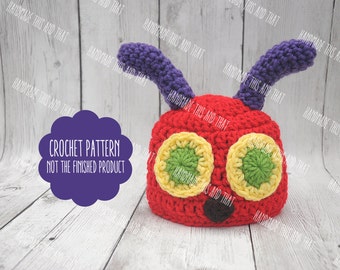 CROCHET PATTERN - Newborn Caterpillar Hat, caterpillar hat, crochet baby pattern, photo prop pattern, caterpillar