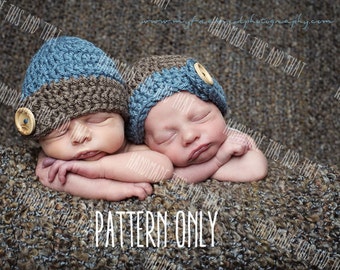 CROCHET PATTERN - Newborn baby prop pattern, newborn boy hat pattern, photo prop pattern, baby boy pattern