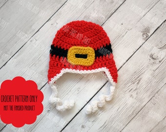 CROCHET PATTERN - Newborn christmas hat pattern, buckle hat, baby christmas hat, photo prop pattern