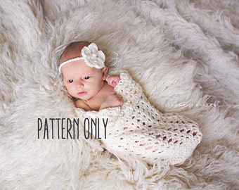 CROCHET PATTERN - Baby cocoon and headband crochet pattern, baby cocoon crochet pattern, crochet headband pattern, newborn photo prop set