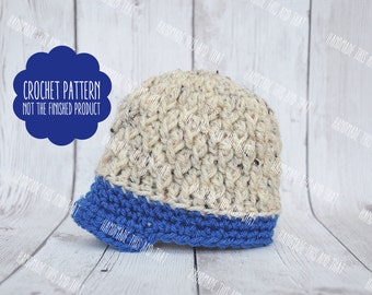 CROCHET PATTERN - Newborn boy hat pattern, crochet baby boy hat pattern, photo outfit pattern, newborn photo prop pattern, newsboy hat