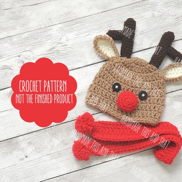Reindeer Hat Pattern Etsy