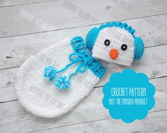 CROCHET PATTERN - Snowman hat pattern, snowman outfit pattern, snowman hat and swaddle, snowman hat and cocoon, newborn christmas pattern