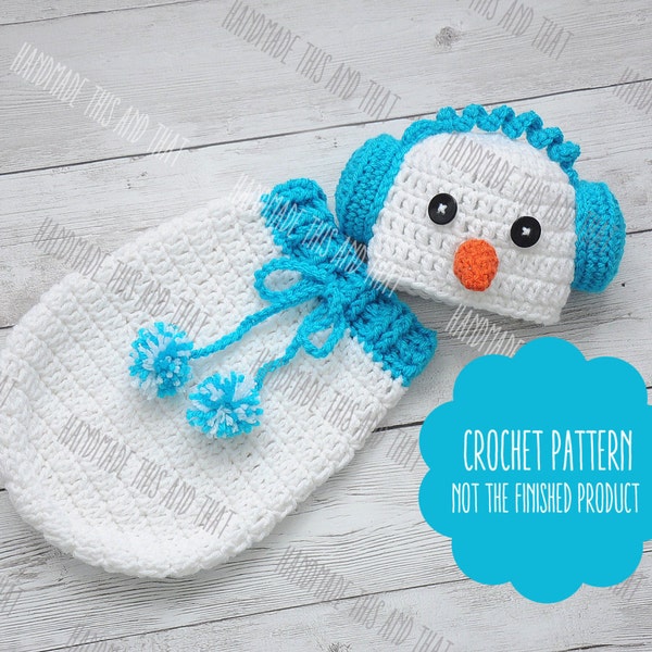 CROCHET PATTERN - Snowman hat pattern, snowman outfit pattern, snowman hat and swaddle, snowman hat and cocoon, newborn christmas pattern