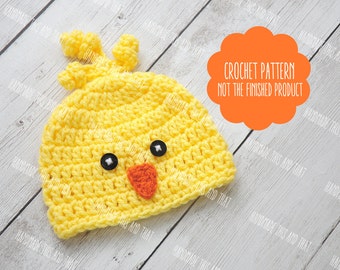 CROCHET PATTERN - Crochet chick hat, newborn chick hat, easter photo prop pattern, baby pattern, chick hat pattern, photo prop pattern