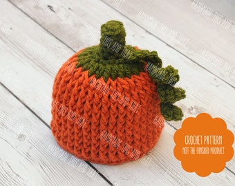 CROCHET PATTERN Newborn pumpkin hat pattern, Newborn Halloween photo prop pattern