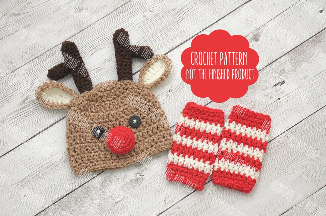 CROCHET PATTERN Reindeer Hat Pattern, Reindeer Hat and Leg Warmers