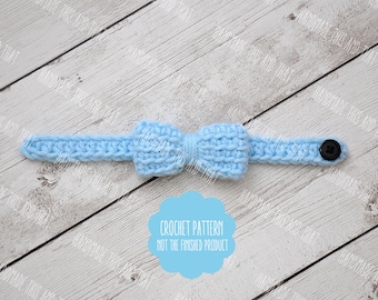 CROCHET PATTERN - crochet bow tie pattern, newborn bow tie pattern, newborn photo prop pattern, crochet baby pattern