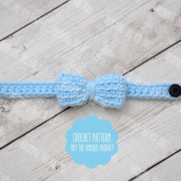 CROCHET PATTERN - crochet bow tie pattern, newborn bow tie pattern, newborn photo prop pattern, crochet baby pattern