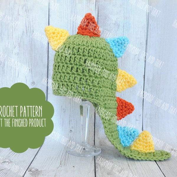 CROCHET PATTERN - Newborn dinosaur hat pattern, dinosaur photo prop pattern, crochet baby pattern, dinosaur hat