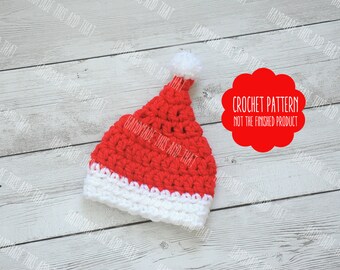 CROCHET PATTERN - Newborn christmas hat, newborn christmas photo prop pattern, christmas hat set pattern, baby christmas hat pattern