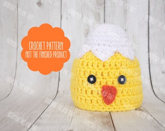 CROCHET PATTERN - Crochet chick hat, newborn chick hat, easter photo prop pattern, baby pattern, chick hat pattern, photo prop pattern