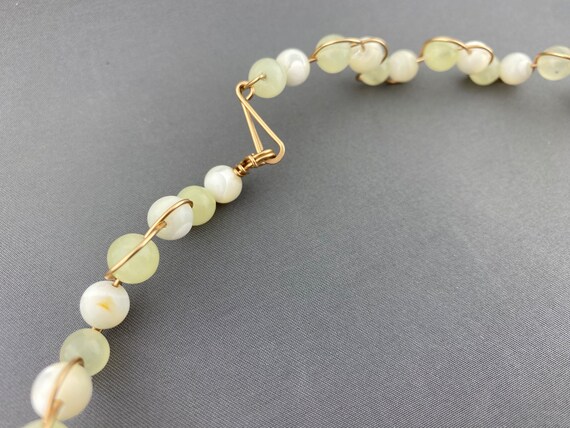 Natural New Jade gemstone woven Gold filled wire … - image 5