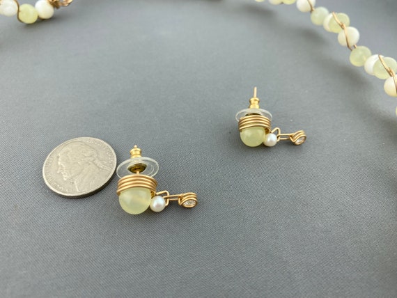 Natural New Jade gemstone woven Gold filled wire … - image 3