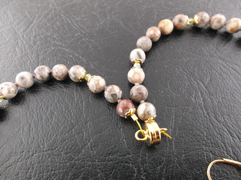 Natural Orbicular jasper with orange gemstone pendant Orbicular jasper gemstone crystal magnetic clasp necklace /& earring set