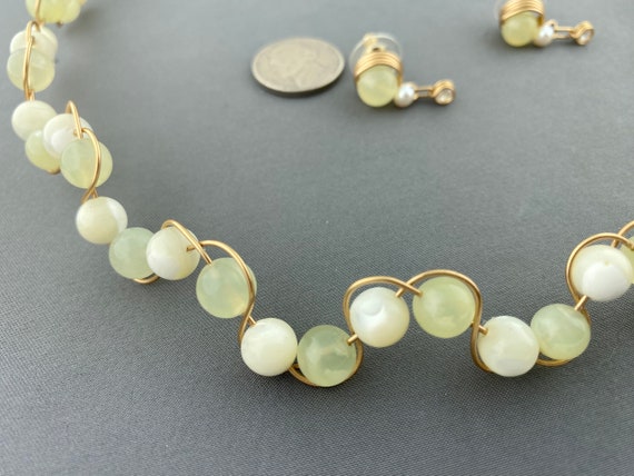 Natural New Jade gemstone woven Gold filled wire … - image 4