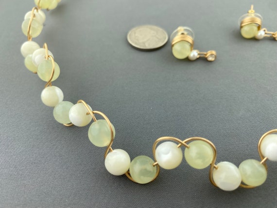 Natural New Jade gemstone woven Gold filled wire … - image 6