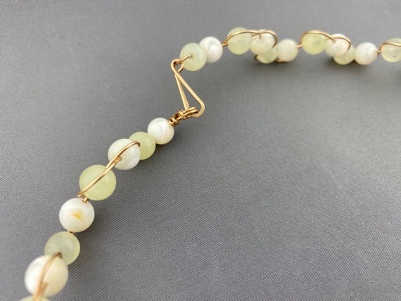 Natural New Jade gemstone woven Gold filled wire … - image 8