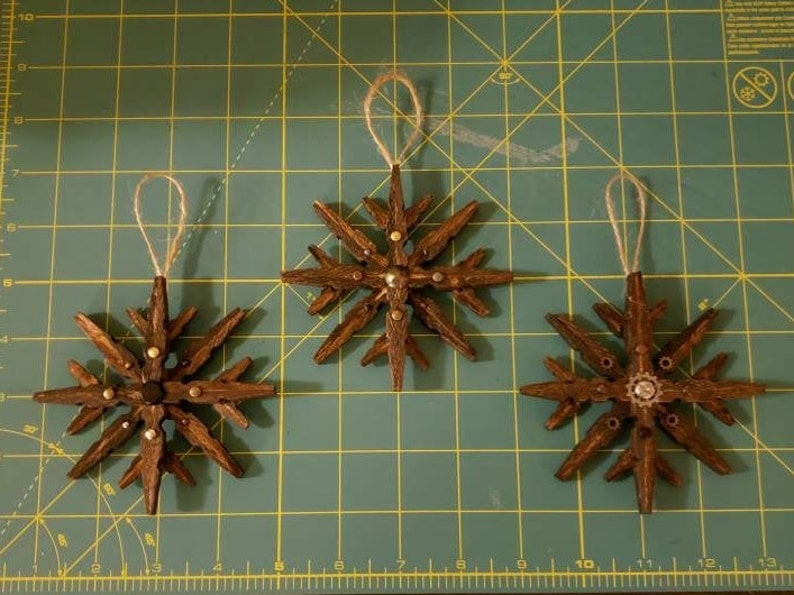 Medium 3pk Steampunk Clothespin Snowflakes Espresso 4 Diameter