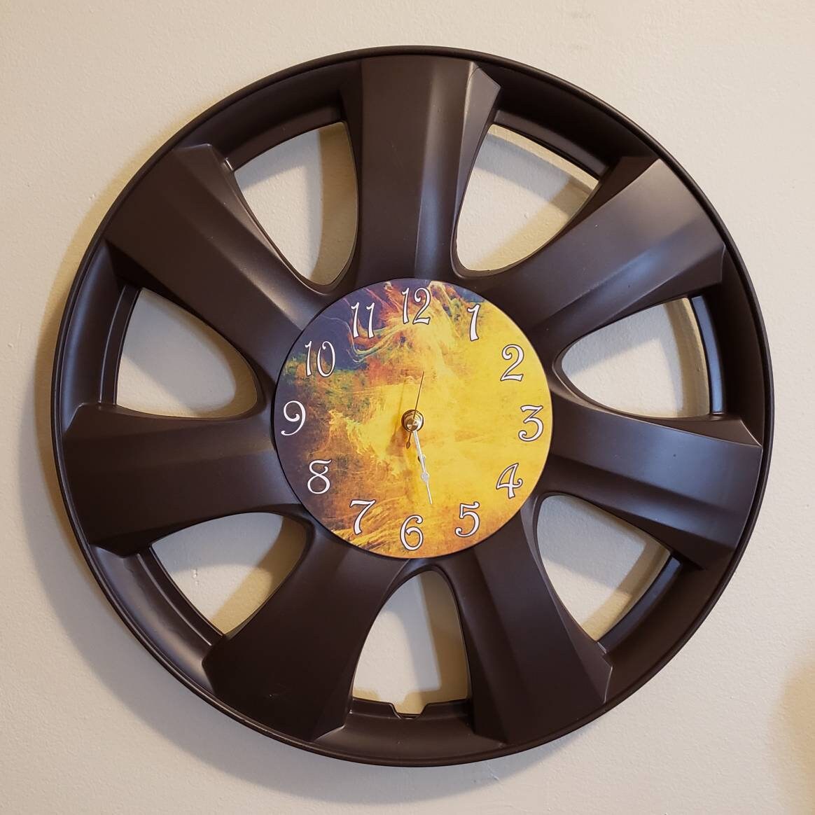 UpCycled Hubcap Clock 17.25 Diameter Finished With Etsy