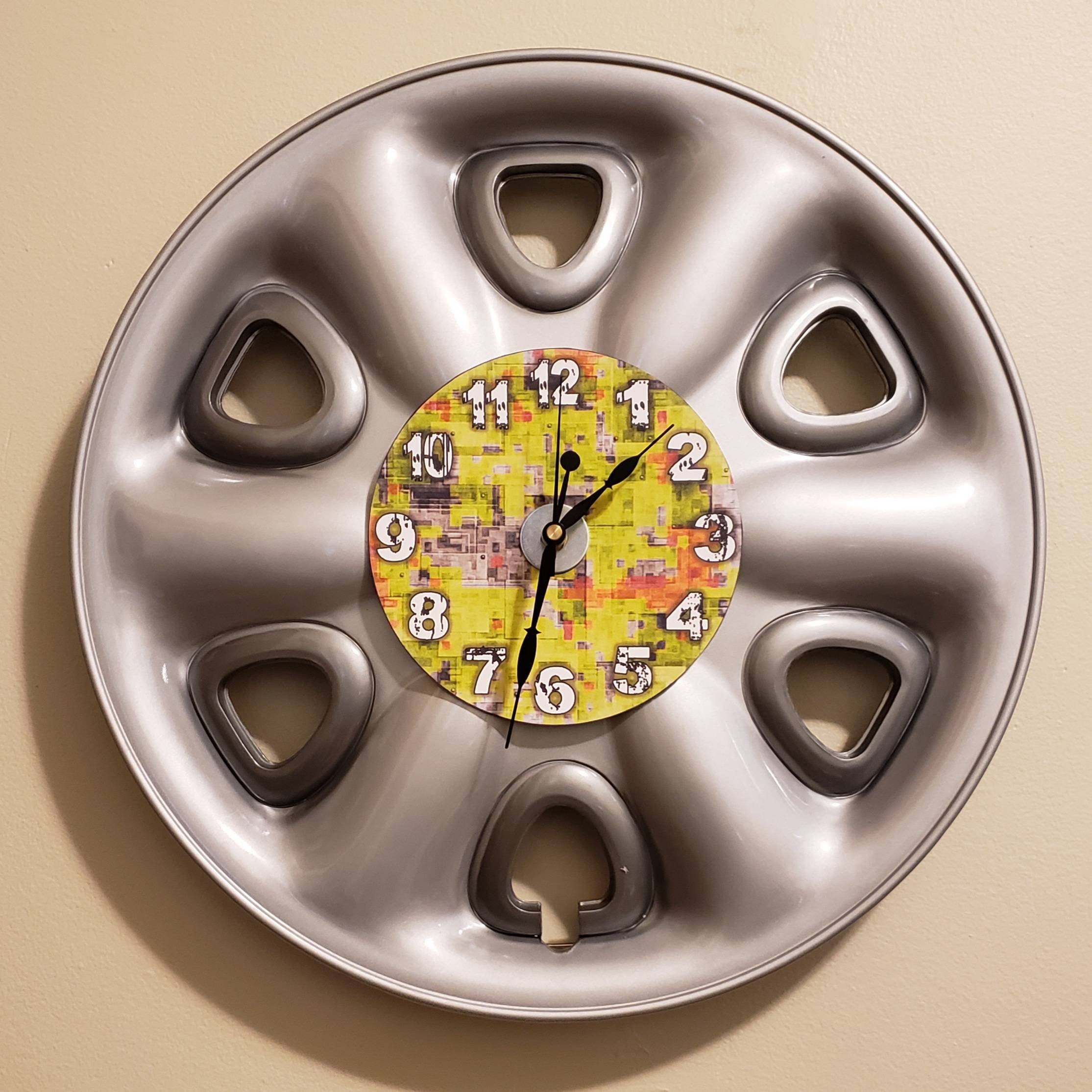 UpCycled Rainbow Hubcap Clock 17.5 Diameter Finished Etsy